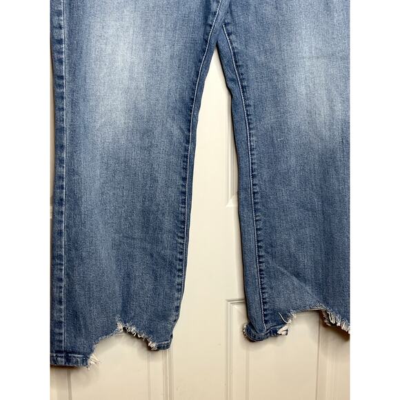 Calvin Klein Blue High Rise Bootcut Raw Shark Bite Hem Jeans Size 33 Plus Size - Picture 2 of 8